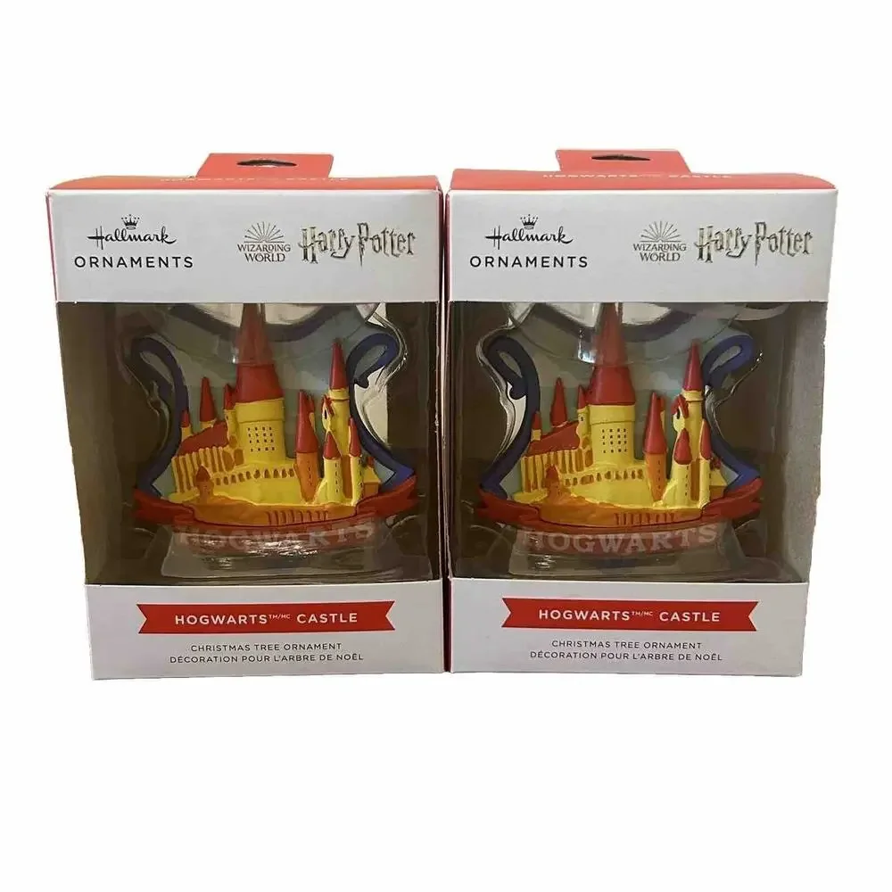 Hallmark Ornament Harry Potter Hogwarts Castle Wizarding World Boxed Lot of 2